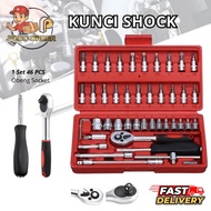 SHOCK WRENCH 1 SET 46 PCS SOCKET SCREWDRIVER SET 46 PCS + SHOCK WRENCH SET 1/ 4 SOCKET