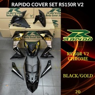 RAPIDO BODY COVER SET RS150R RS150 V2 V3 CHROME STICKER (20) - BLACK/GOLD (STICKER TANAM/AIRBRUSH) COVERSET