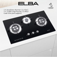 ELBA Stove 3 Burner 𝐄𝐆𝐇-𝐊𝟖𝟖𝟒𝟑 / Pensonic Dapur Gas Kaca 3 Tungku 3 Burner Built In Gas Hob Cooker St