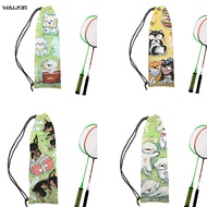 WALKIE Animie Cartoon Dog Badminton Racket Cover Bag Soft Storage Bag Case Drawstring Pocket Portable Tennis Racket Protection