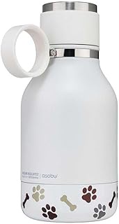 Asobu Dog Bowl Attached to Stainless Steel Insulated Travel Bottle for Human 37oz/1.1 Liter (White)