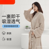 Dry Women's Yukata Waxy Suction Soft Waxy Pineapple Comfortable Grid Simple Adult Nightgown Fleece B