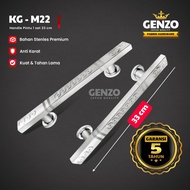 Genzo Minimalist House Door Handle Stainless Steel 33 cm Square Motif 2 Butterflies Chrom Color