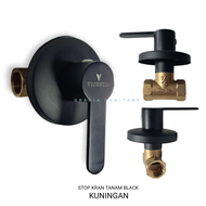 Stop Kran Tanam Wall Shower Kran BLACK Kran Kuningan 1/2 inch / Stop Kran Panas Dingin