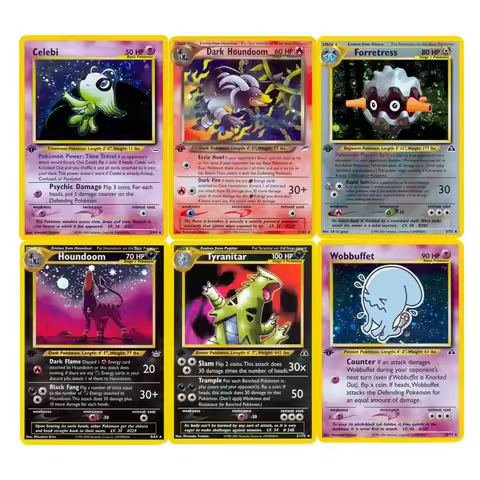 Pokémon Game Flash Shining Cards Neo Series Ampharos Misdreavus Jumpluff Blissey Collectible Card PT