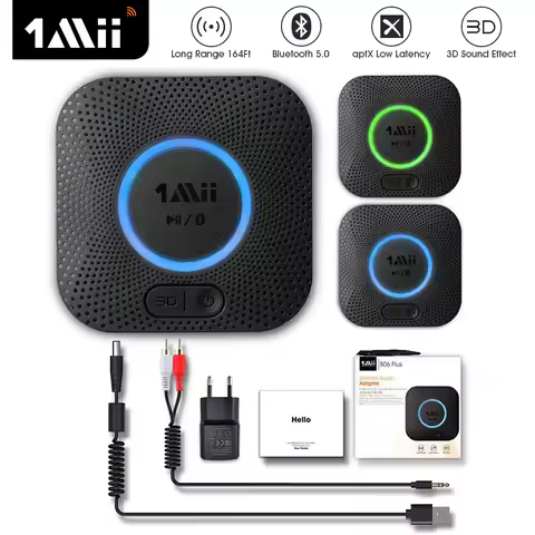 1Mii Bluetooth Audio Receiver aptX LL Dual Link RCA 3.5mm AUX 3D Music 30M Long Range Wireless Audio