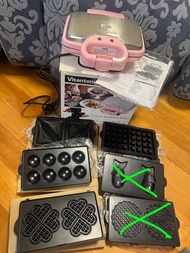 香港限量版粉红色Vitantonio V仔窩夫飛碟機連模具