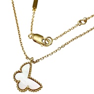 Van Cleef & Arpels Sweet Papillon White Shell Necklace in 18K Yellow Gold, 2.9g, 40.0cm, Women's [Pr