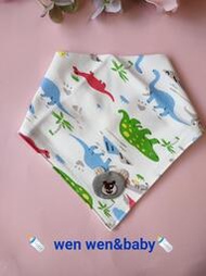 嬰兒，新生兒，寶寶男寶造型三角口水巾(wen wen&amp;baba客製彌月禮盒)