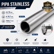 Stainless steel pipe OD 19 mm ID 16.7 mm thick 1 mm long 100 cm