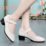 Kasut Wanita Murah Cantik Heels for Women Office Leather Shoes Korean Style Thick Heels Kasut Kerja 
