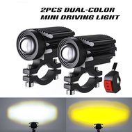HL 1 Pair Super Bright Tri-color Motorcycle LED External Headlight Car ATV Driving Foglight Auxilia