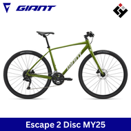 Giant Escape 2 Disc ปี 2025 จักรยานไฮบริด เฟรมอลูมิเนียม ชุดขับ Shimano Cues 2x9 สปีด