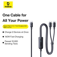 Baseus 140W 2-in-1 USB-C to C+C Fast Charging Cable Black 1.5M with Durable Braided Nylon