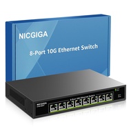 8 Port 10G Ethernet Switch Unmanaged,with 8X 10Gb Base-T Ports, NICGIGA 10Gbps Network Switch Easy f