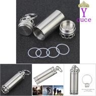 YOUCE Waterproof Pill Container, Mini Stainless Steel   Bottle, Durable Silver Pill Holder Keychain 