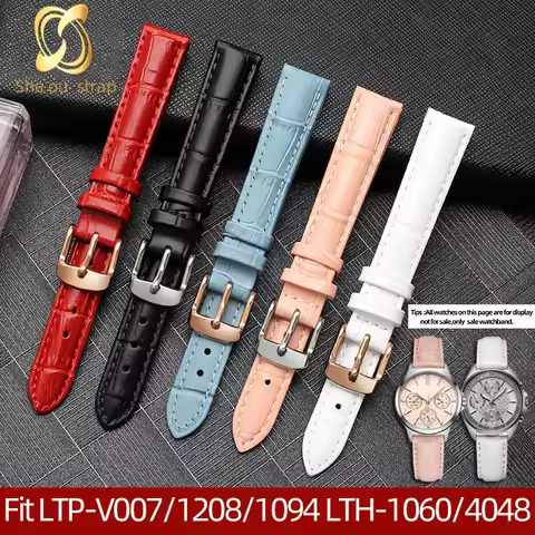Genuine Leather Watchband For Casio LTP-V007/1208/1094 LTH-1060/4048 Real Cowhide Watch Strap Pin Bu