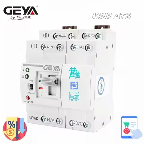 GEYA G2R Din Rail Mini ATS Automatic Transfer Switch Electrical Selector Switches Dual Power Switch