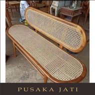 Rattan bench, retro bench,/, minimalist bench, contemporary heirloom teak bench