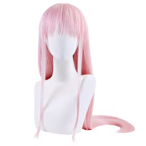 Anime DARLING in the FRANXX 02 Cosplay Wig Zero Two Wigs Without Headwear Role Play Pink Color Cos P