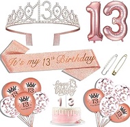 13th Birthday Decorations for Girls, 13th Birthday Sash, 13th Birthday Crown, 13th Birthday Cake Top