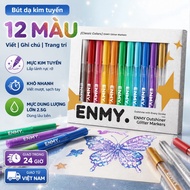ENMY glitter marker set: Glitter marker with 12 convenient colors, suitable for students and working