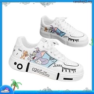 Anime Cat and Mouse Board Shoes Casual Shoes Canvas High-Top Men's Shoes White Elevator Shoes