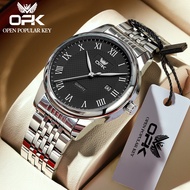 【รับประกัน 1 ปี】OPK นาฬิกาผู้ชาย ใหม่ ของแท้ 100% สายสแตนเลส แฟชั่น กันน้ำ นาฬิกาดิจิตอล