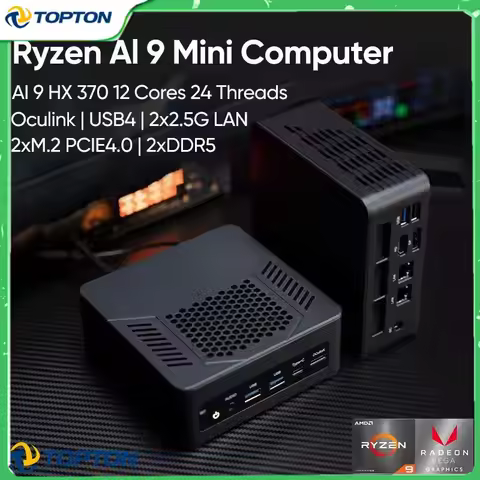 Topton Gaming Mini Computer Oculink AMD Ryzen AI 9 HX 370 365 PRO 360 USB4 2x2.5G LAN 2xPCIe4 Deskto