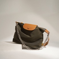 Dumpling Bag Chain Bag Nylon &amp; Leather Shoulder Bag for Women