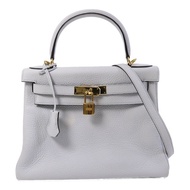 HERMES 【Hermes Fair】Togo皮革Kelly 28金扣手挽肩背兩用袋Blue Pale