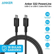 Anker 322 Cable Charger 60W 3A USB Type C to C Nylon Cable 6FT - A81F6 - White