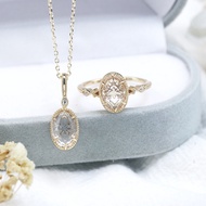 Japanese agete Museum Learn Sunshine Shining Flower Natural White Crystal Jewelry Set 925 Silver Gol