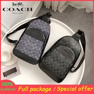 ™✤⊙COACH men's fashion all-match chest bag atmosphere shoulder bag sling bag 39942