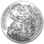 Rwanda 50 RWF African Ounce Wildlife Series Hippo 2017 1 oz .999 Silver Coin (Sealed) 1oz