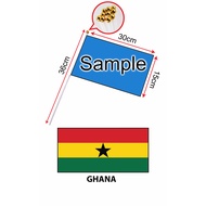 Ghana Hand Flag With Stick (15x30cm)/ Bendera Tangan Dunia Ghana (15x30cm)