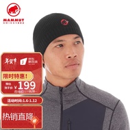MAMMUT猛犸象Sublime 男女同款羊毛混纺抓绒保暖刺绣印花针织帽1191-01542 黑色 均码