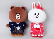 【懶熊部屋】（日本限定）LINE FRIENDS 日本正版 熊大 BROWN 兔兔 CONY 和服風 木屐 玩偶 娃娃