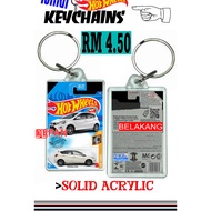 Hotwheels mini key chain  myvi white 2pcs