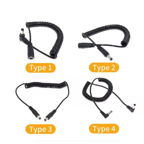 DC 5.5*2.1mm Male to 5.5*2.1mm Male Power Retractable Cord 1.5m Power Adapter DC Angle Jack Plug Cab