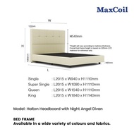 MAXCOIL Halton Headboard + Night Angel Divan Bed Frame