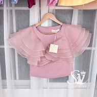 Sira Siri เสื้อผ้าแก้วระบาย คอปาดแคบแต่งแขนระบาย ซับในอัดกาวอย่างดี   ชุดไปงานบุญ ชุดไปงานบวช ชุดไปง