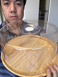 กล่องเค้กจานเซรามิก 4 ปอนด์ จานไม้12นิ้ว cake tray wood กว้าง30.5x14.7ข้างใน27.3x12 สำหรับเค้ก4ปอนด์