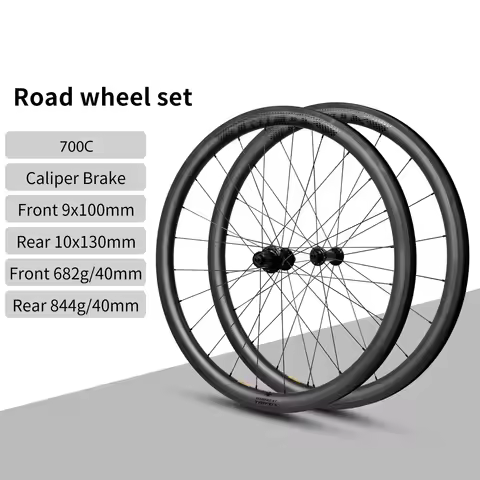 TRIFOX 700C Carbon Road Bike Wheelset – Lightweight T800 High-Strength Carbon Rims, Flat Spokes, V-B