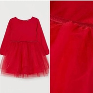 DRESS PESTA ANAK PEREMPUAN POPMYWEAR HM TUTU DRESS LONGSLEEVE RED 2-4Y