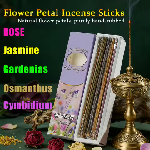 Popular Hand-Rolled Flower Petal Incense Stick, 21cm Long, Argentinian Handmade Incense, Made from D