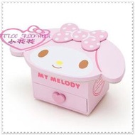 小花花日本精品 Hello Kitty 美樂蒂 珠寶盒 飾品盒木製 置物盒 單抽收納盒 附鏡粉大臉12024704