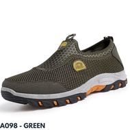 SEPATU SNEAKERS PRIA TANPA TALI MODEL ATLETIS STYLE BAHAN KANVAS KOMBI MESH BREATHABLE IMPORT A098