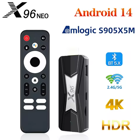 X96 NEO TV Stick Amlogic S905X5M Android 14 4K HDR HLG Dual WiFi5 BT5.0 HDR Media Player OTA TV Box