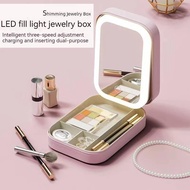 Cosmetic Storage Box Makeup Mirror Jewelry Box LED Fill Light Jewelry Box Storage Box with Light Portable Portable Box